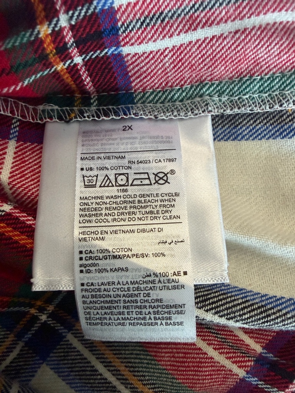 Old Navy Red, Cream & Green Plaid Boyfriend Shirt - Picture 5 of 5